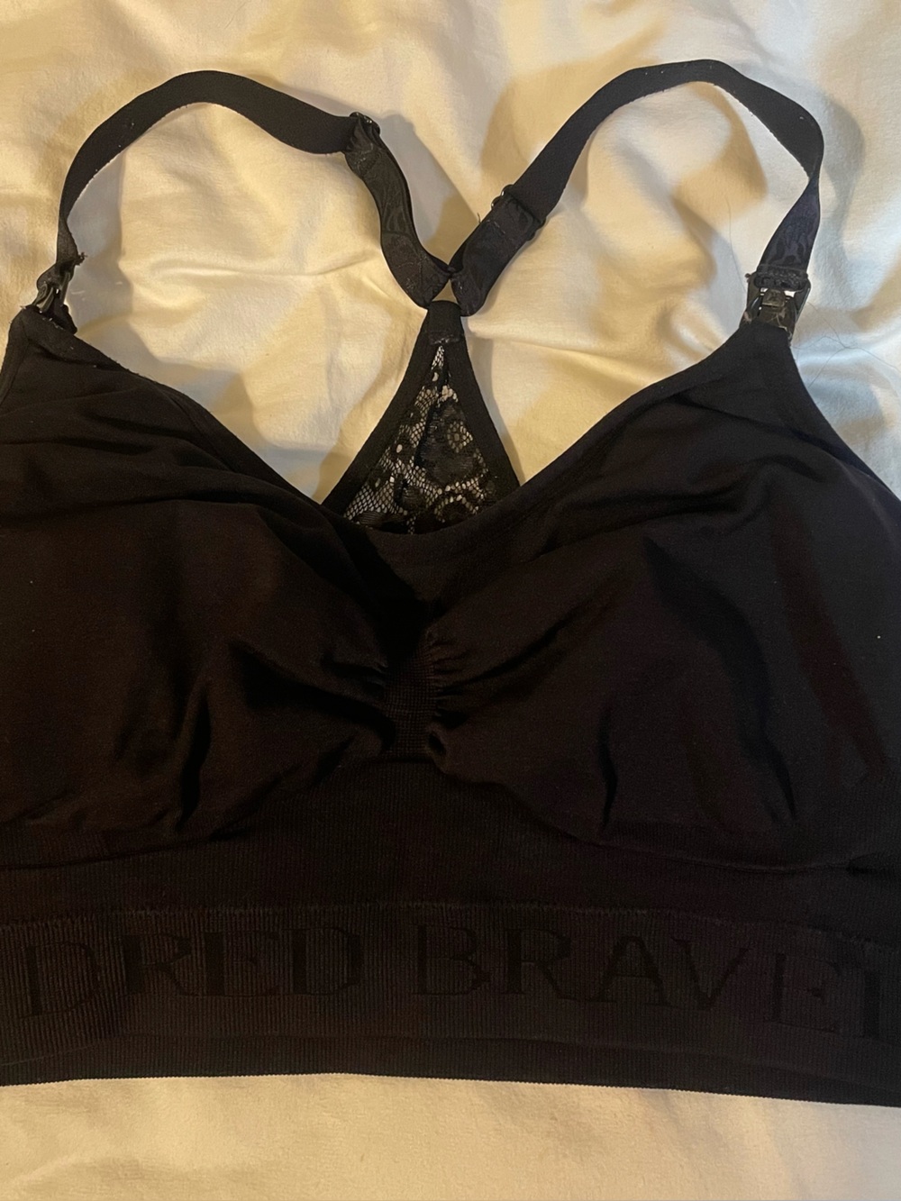 KB Black Wireless Lace-Back Bralette